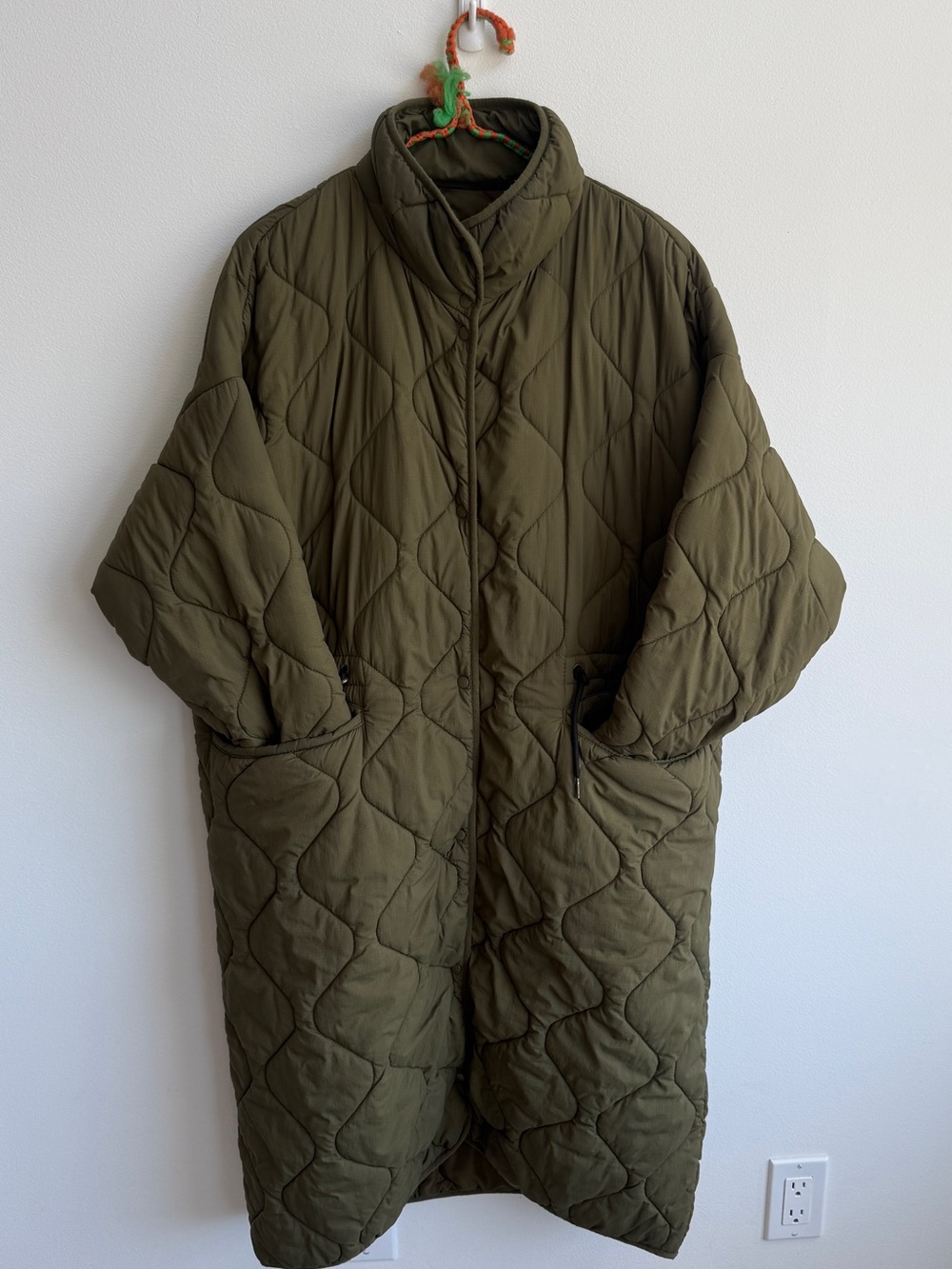ZARA ladies long  puffer, high collared jacket
XS / IMO fits a small / medium